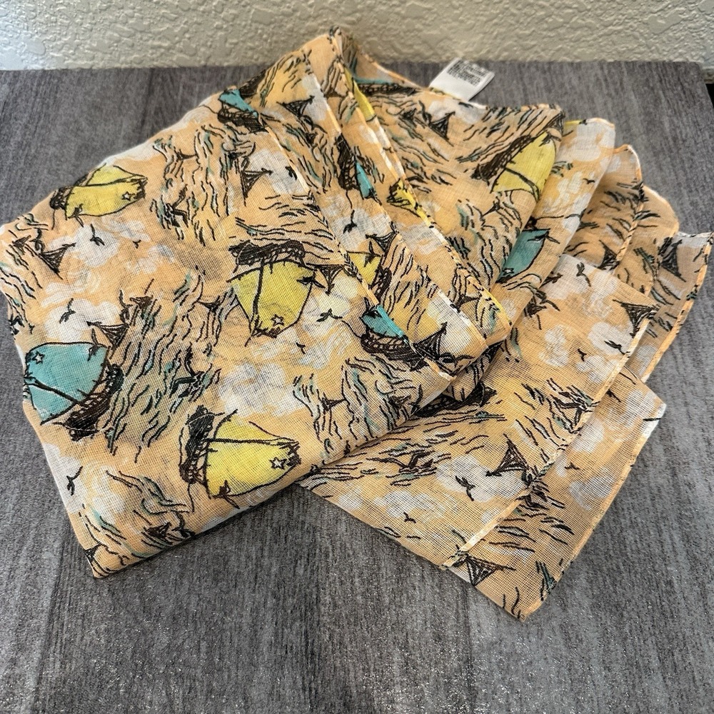 Uniqlo Sailboat Scarf Orange Blue Lightweight